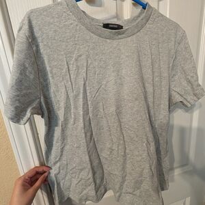 Forever 21 Light Gray Crewneck Tee with Blue Accent